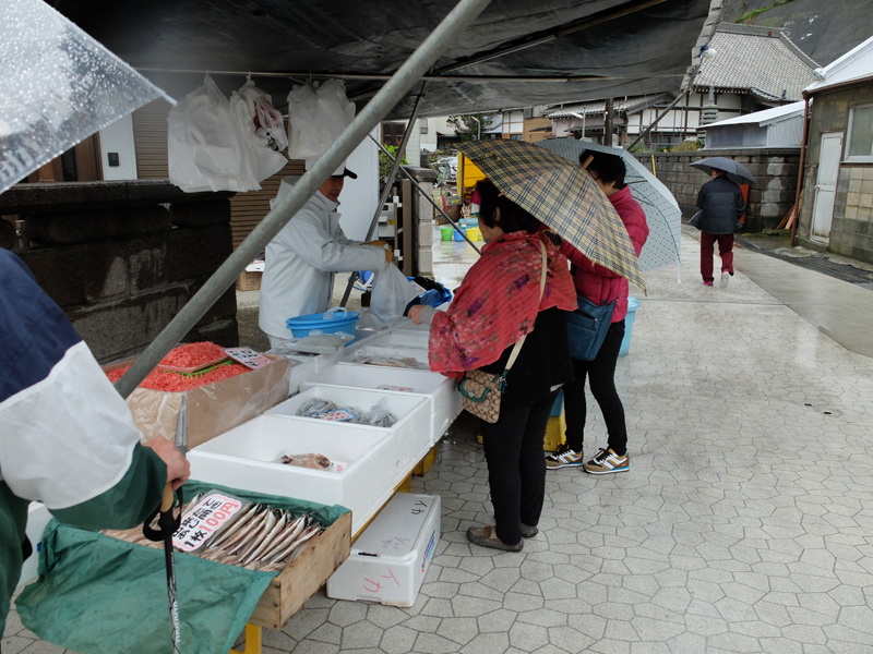 勝浦朝市で干物を買う