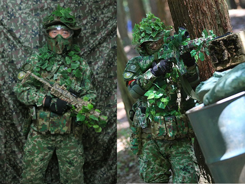 戦闘服とMP7A1迷彩塗装カスタムを合わせた写真