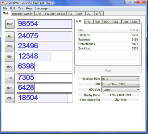 Dell Studio XPS 1340ベンチマークテスト結果